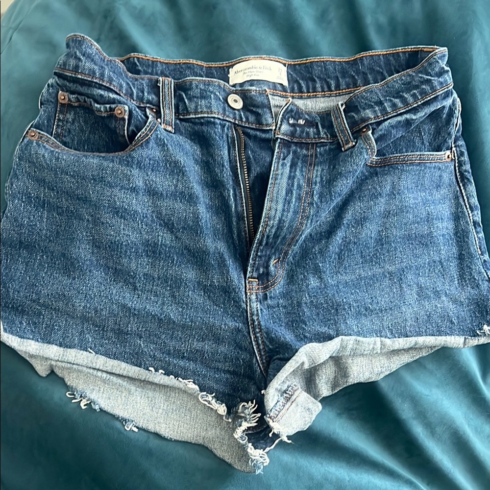 Abercrombie & Fitch Blue Jean Shorts Distressed Hem